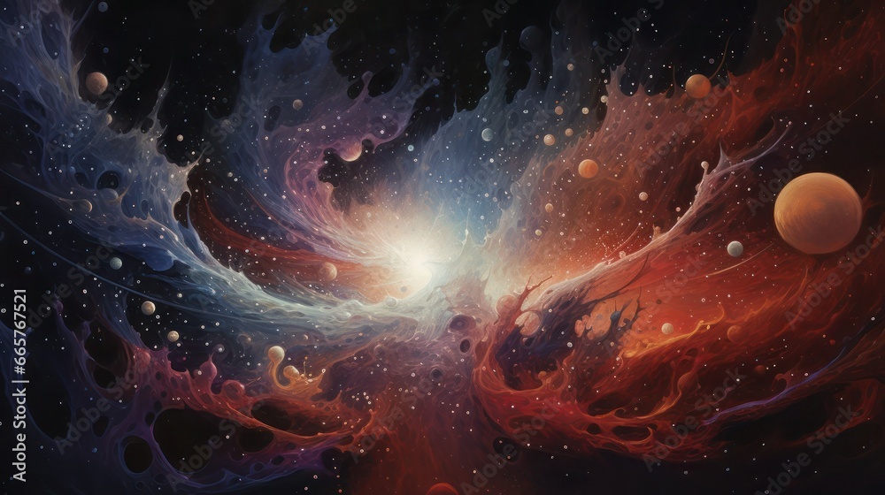 Big bang, the origin of the universe, expanding, creation, abstraction.