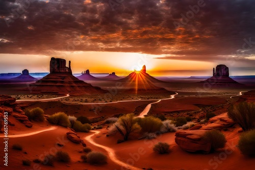 sunrise in the desert