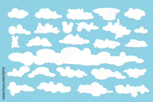 Collection of cloud image icons. Vector design. Templates for designs, posters, projects, banners, logos and business cards
