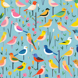seamless pattern with birds. Generative AI