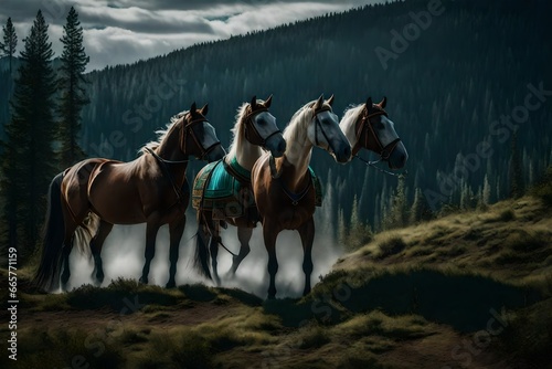 horses in the mountains