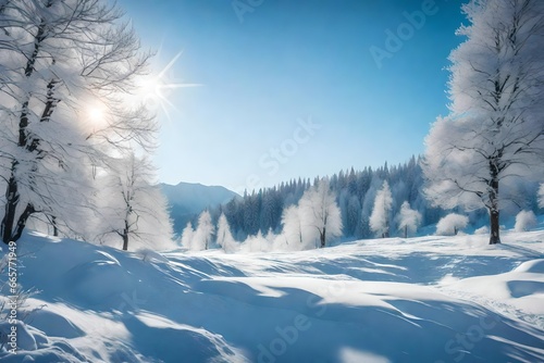 winter landscape with trees and snow © Dilawer