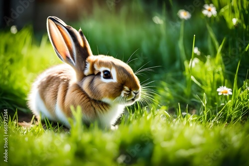 rabbit on grass © Dilawer