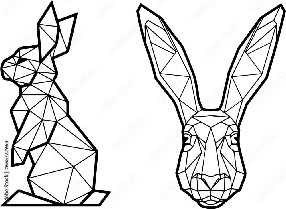 geometric hare linear drawing geometric hare linear drawing
