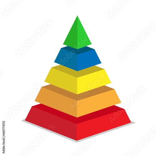 Pyramid of success of five sections. Infographics for presentations of applications and websites