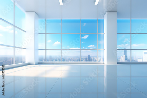 Modern Blurred empty open space office interior with blur background