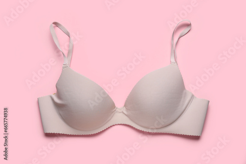 Cotton bra on pink background