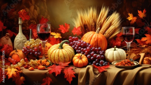 Thanksgiving decorative backgrounds with clipart elements that capture the essence of the holiday season  from turkeys to pumpkins  leaves  and more.