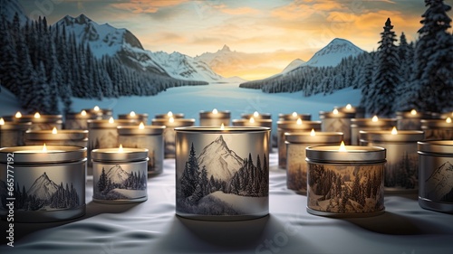 CHAMBERY tinplate candles, placed within a Winter Wonderland to capture the essence of nature-inspired compositions amidst the Rocky Mountains.