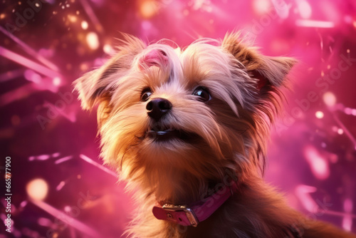 Cute Dog Expressing Shock in Light Maroon and Pink