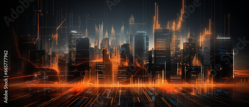 Futuristic cybernetic city background  city in the night