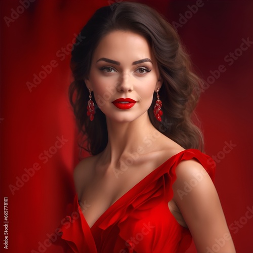 portrait of a woman with red dress