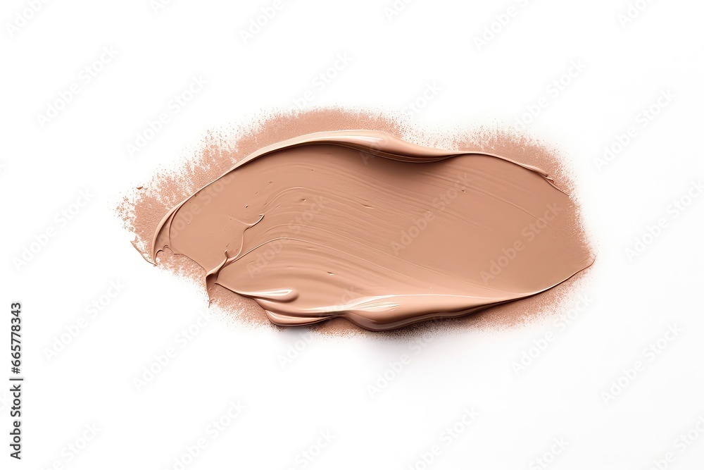 Makeup Foundation Sample Is Artistically Smeared On White Background