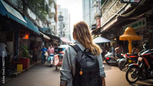 Back View of Traveler Exploring Bangkok © M.Gierczyk