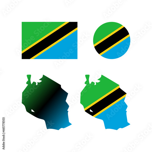 Tanzania national map and flag vectors set....