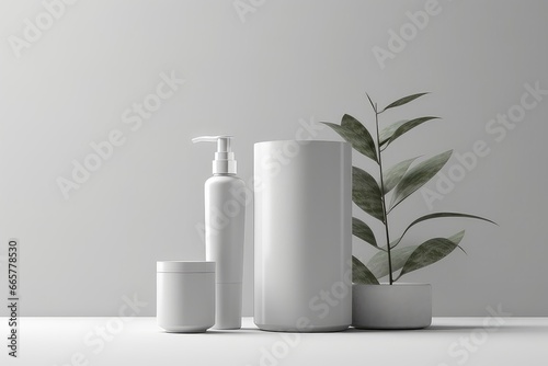 Mockup Presenting Beauty Products In Elegant White Background Setting