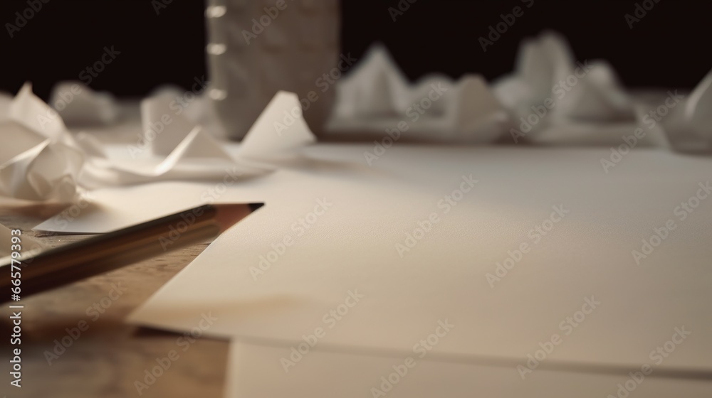 photo of paper and pencil on wooden background photo of paper and pencil on wooden background