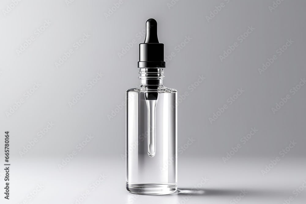 Transparent Bottle With Dropper Contains Moisturizing Serum - obrazy, fototapety, plakaty 