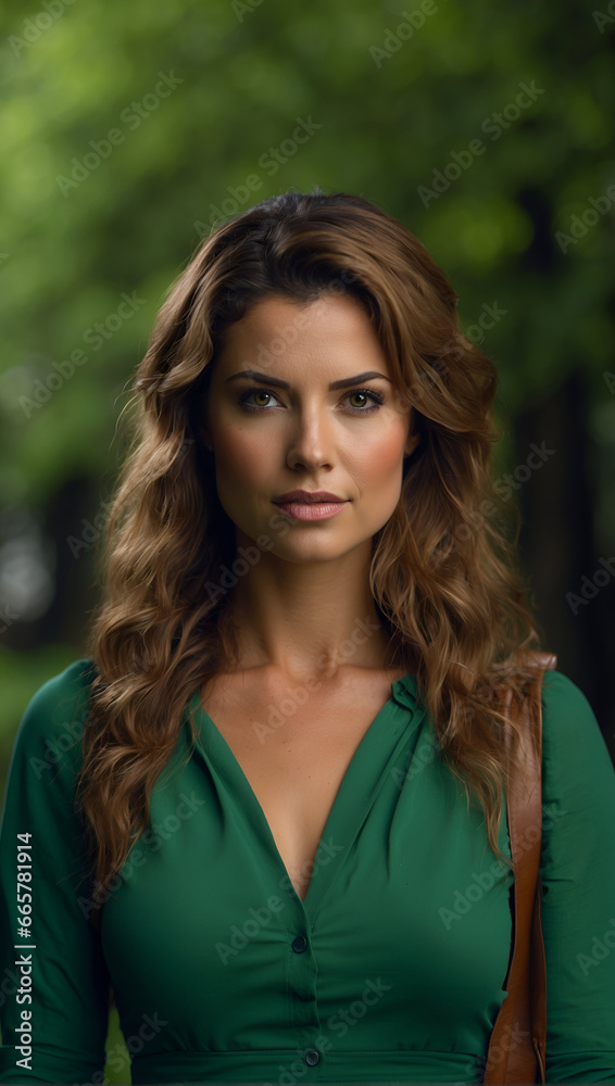 portrait of a woman in green portrait of a woman in green