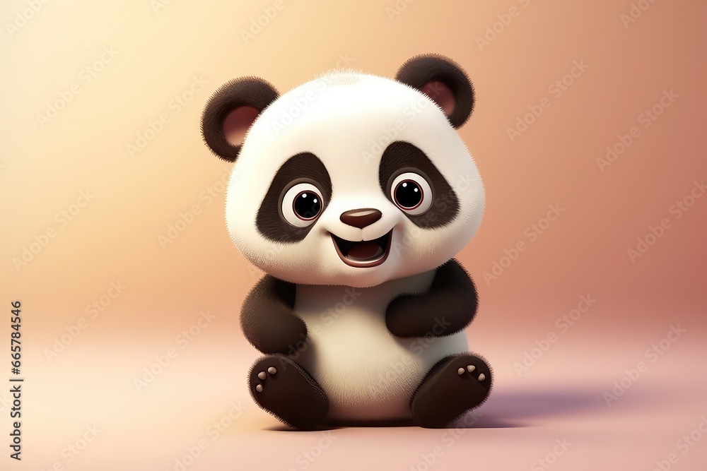 Naklejka premium Adorable Baby Panda In Childfriendly Cartoon Animation Style