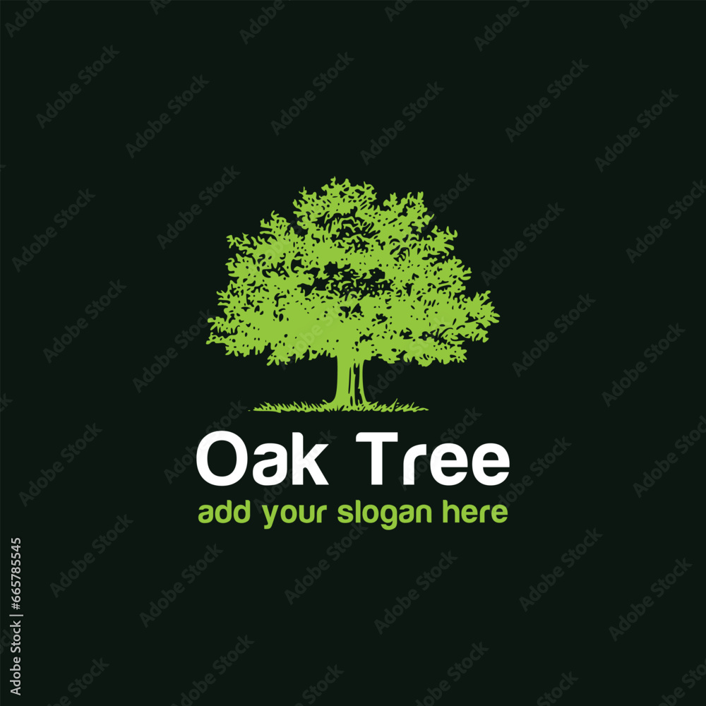 oak tree logo design vector format