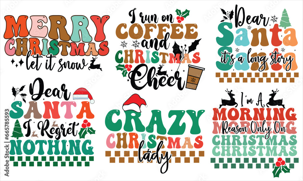Christmas Retro T-Shirt Design Bundle Christmas Retro T-Shirt Design Bundle
