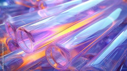 A background of brightly colored glass cylinders. A dynamic backdrop for graphic design.