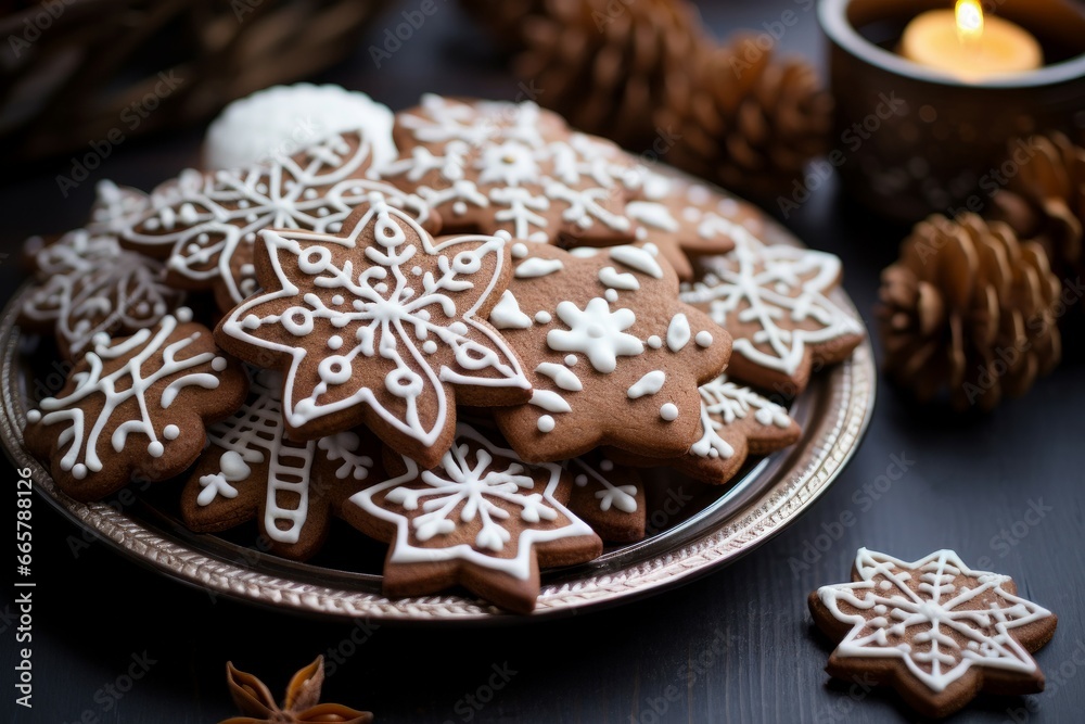 Gingerbread christmas cookies. Ginger biscuit. Generate Ai
