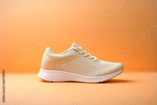 Stylish sport shoes on pastel background  simple urban aesthetics. Sportswear  minimalist style and fashion  running footwear. Sneakers for running or hiking