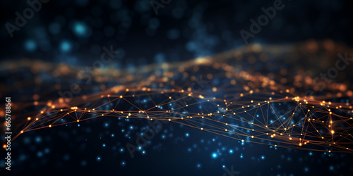 Abstract Data Connection Internet Network Information Background. Futuristic visualization of interconnected digital nodes with dark background, Networking Technology Image photo