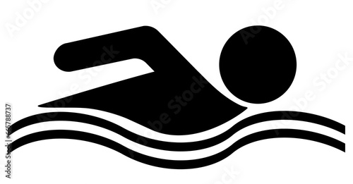 Swimming icon illustration, black on white background