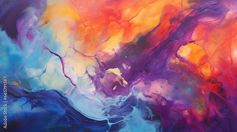 A dynamic abstract image featuring vibrant swirls of color and texture, evoking a sense of energy and movement