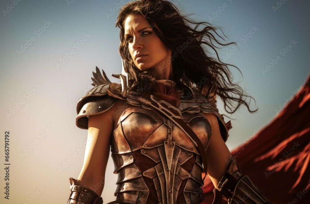Gladiator woman warrior. Adult greek. Generate Ai Gladiator woman warrior. Adult greek. Generate Ai
