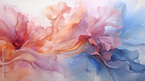 A serene abstract image featuring soft  pastel hues and delicate forms that convey a feeling of peace and serenity