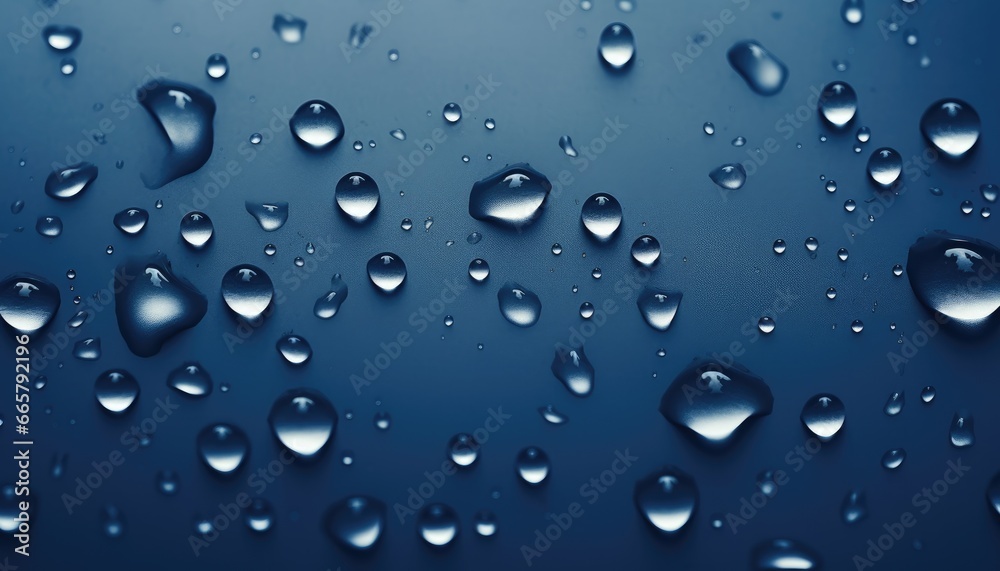 close up of droplets, on navy blue matte finish background ,flat lay paper , hight quality