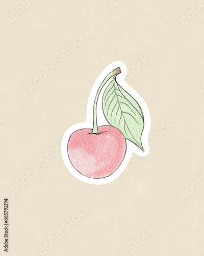 Delicious fresh ripe cherry fruit flat illustration design. Printable cherry ...