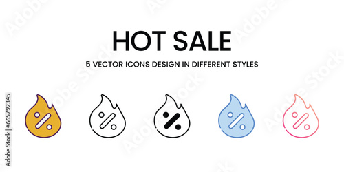 Hot Sale icons set, colorline, glyph, outline, gradinet line, icon vector stock illustration isolate white background. photo