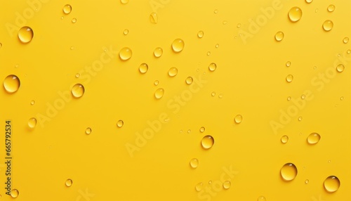 close up of droplets, on a yellow matte finish background ,flat lay paper 