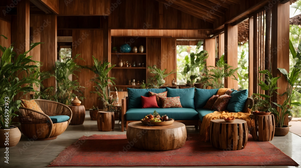 Fototapeta premium Luxury, modern Indian house designed with a focus on sustainable materials.