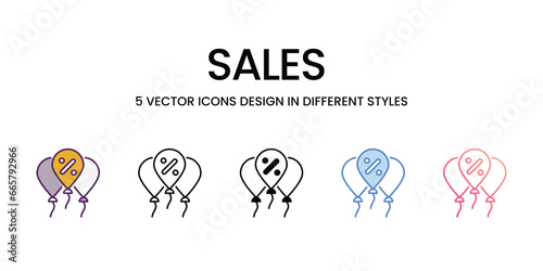 Sales icons set, colorline, glyph, outline, gradinet line, icon vector stock illustration isolate white background.