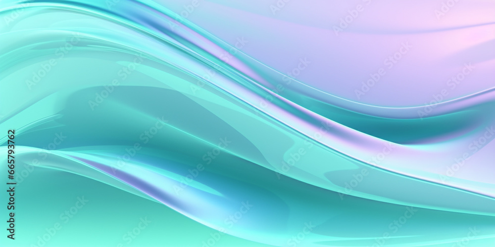 Fototapeta premium ABSTRACT BACKGROUND: Organic Soft Neon Pearlescent Transparent Glowing Pink and Blue and Teal Waves. Abstract Art Design Banner for Technology, Science and Beauty. Generative AI.