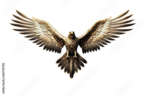 3D Icon of a Majestic Soaring Eagle with Outstretched Wings on transparent background.