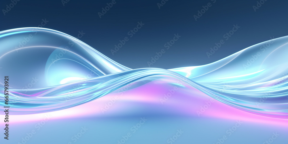 Fototapeta premium ABSTRACT BACKGROUND: Organic Soft Neon Glowing Pink and Blue Waves. Abstract Art Design Banner for Technology, Science and Beauty.