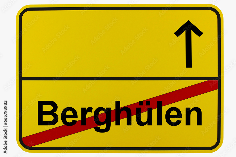 Illustration eines Ortsausgangsschildes von Berghülen in Baden-Württemberg Illustration eines Ortsausgangsschildes von Berghülen in Baden-Württemberg