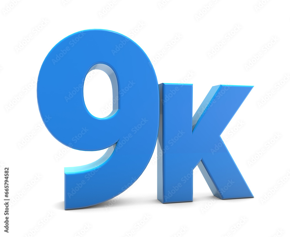 9K sign isolated on transparent background. Thank you for 9k followers 3D. 3D rendering 9K sign isolated on transparent background. Thank you for 9k followers 3D. 3D rendering