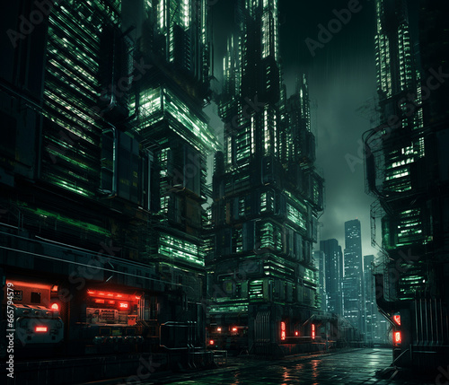 Futuristic cyberpunk urban cityscape  Neon Lights   city skyline