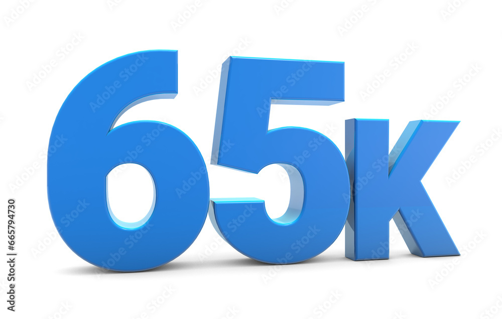 65K sign isolated on transparent background. Thank you for 65k followers 3D. 3D rendering 65K sign isolated on transparent background. Thank you for 65k followers 3D. 3D rendering