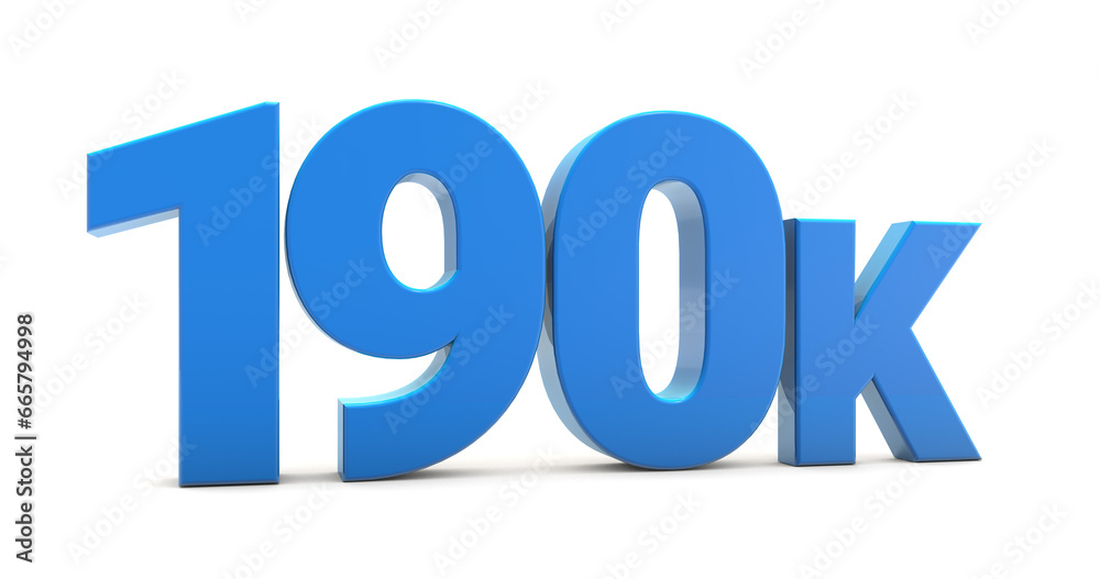 190K sign isolated on transparent background. Thank you for 190k followers 3D. 3D rendering