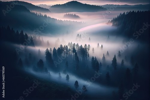 Misty mountain hills landscape. Beauty in nature