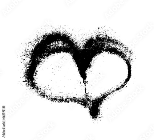 Spray painted heart. Fading graffiti paint. Black color hearts isolated on white background. Faded line hip hop style. Fades splash print design. Fadew strokes. Splashcan draw. Vector illustration